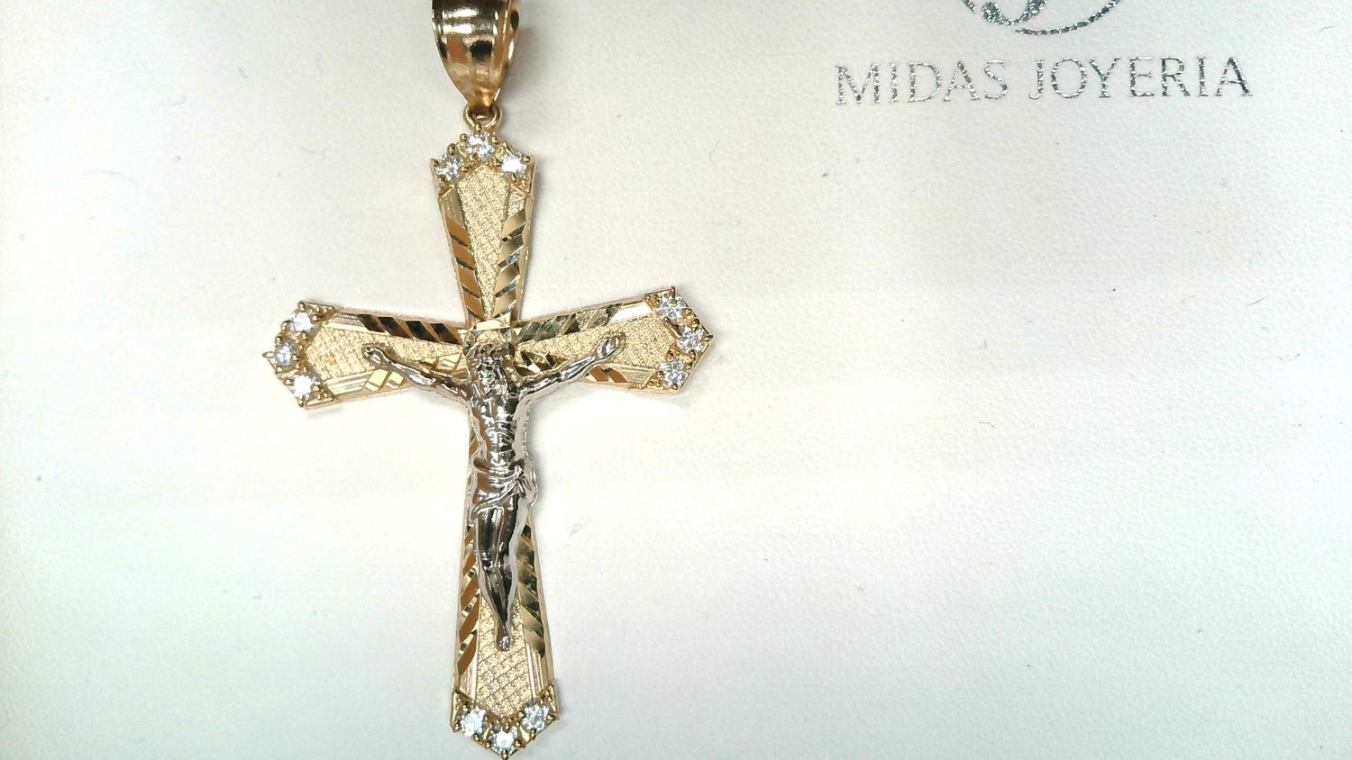 14K 2-Tone cz Crucifix pendant