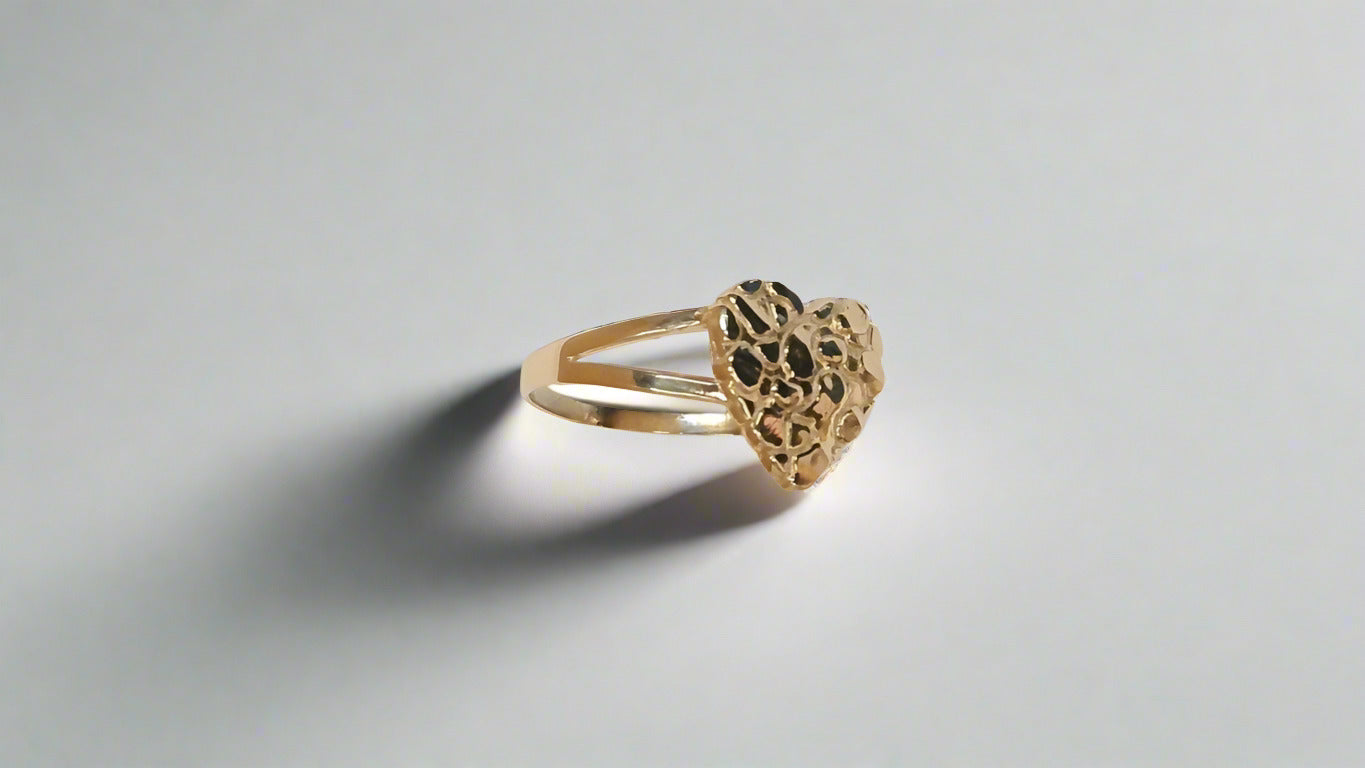 14k Nugget Heart  Lady Ring