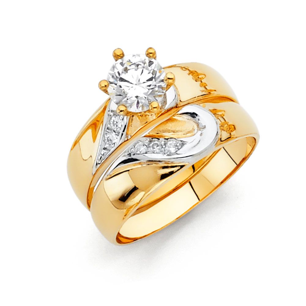 14K Cz Trio Wedding set Heart