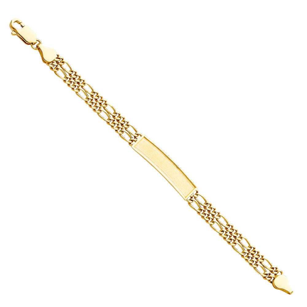 14K 2L Figaro Frame Junior ID Bracelet  6