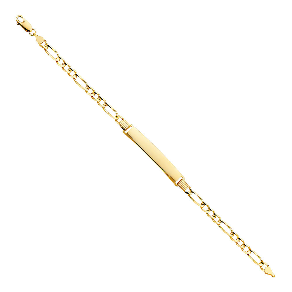 14K Figaro 3+1 ID Bracelet 7.5''