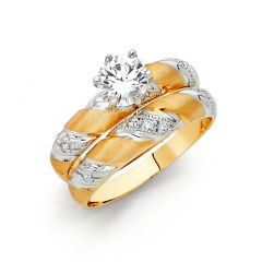 14K 2T Cz Trio Wedding set