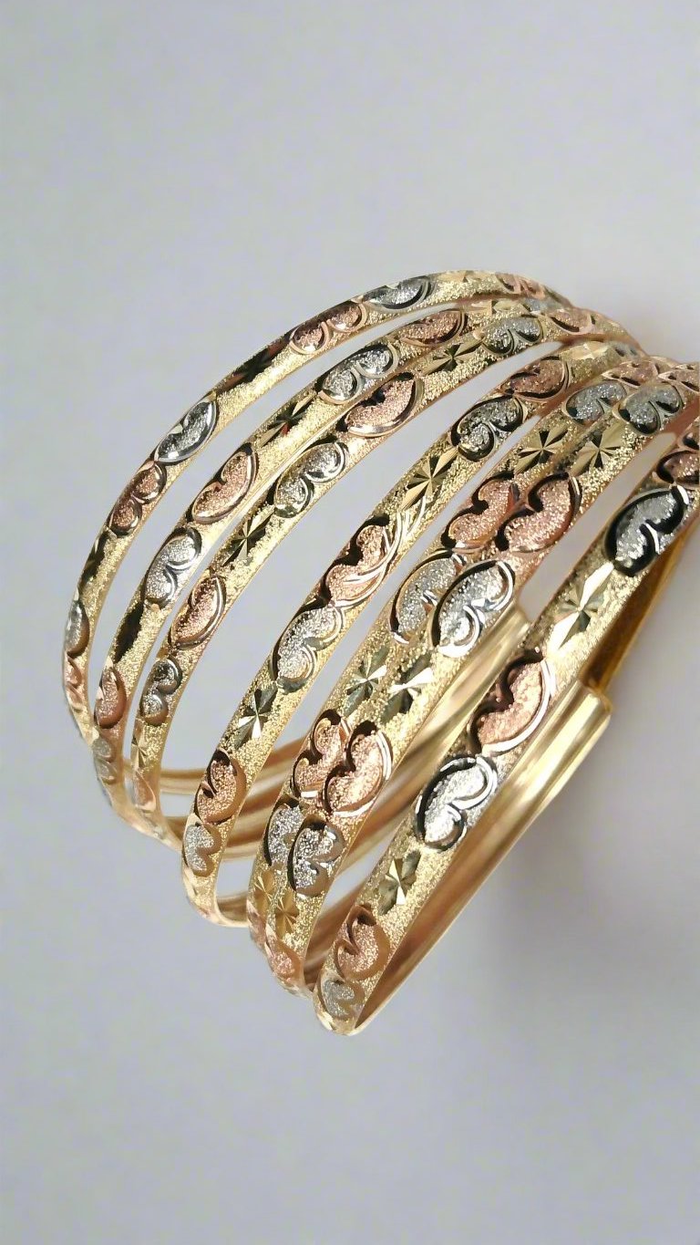 14K 3-Tone Semanario Bangles 7''