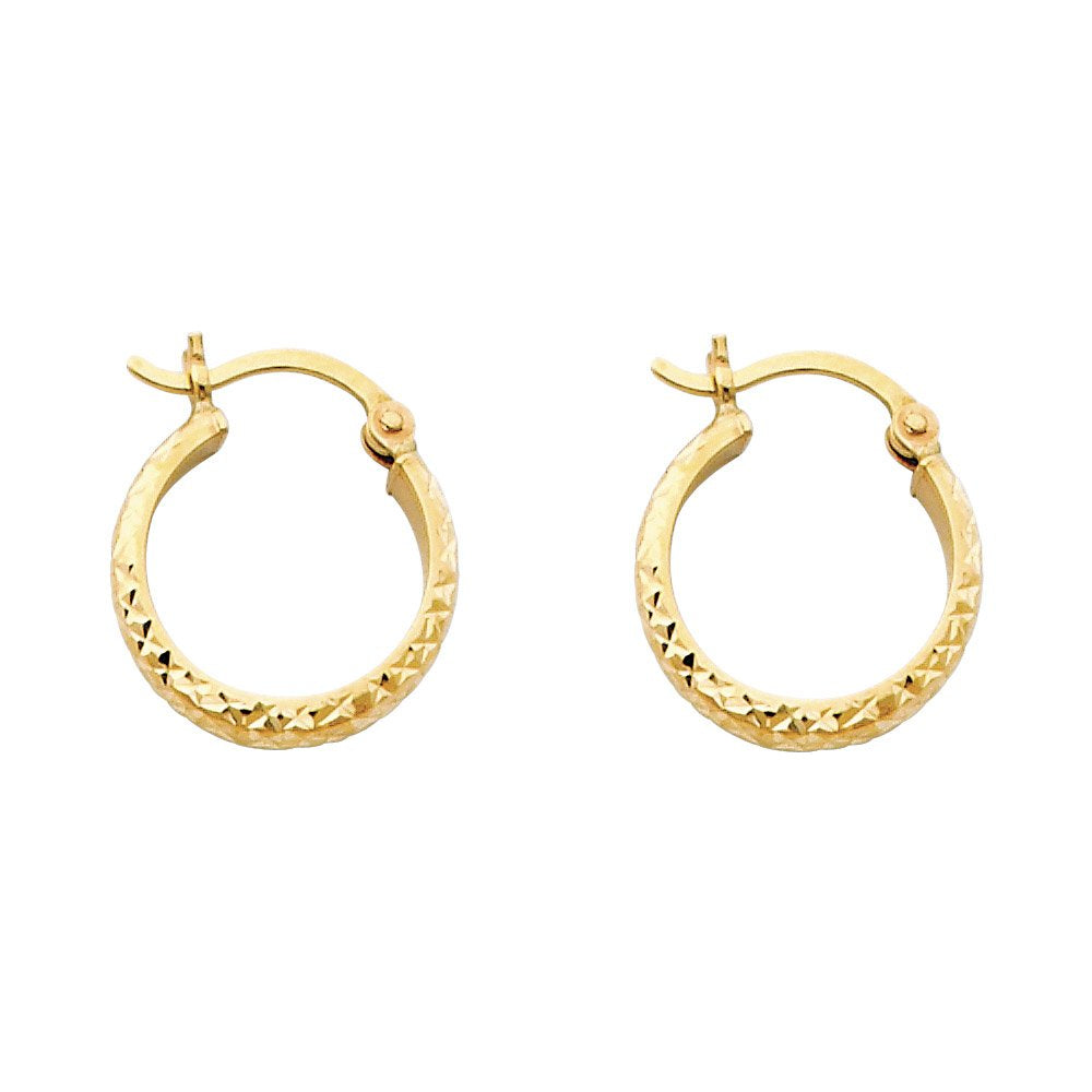 14KY DC 2.8mm Hollow Round Tube Hoop Earrings (15mm)