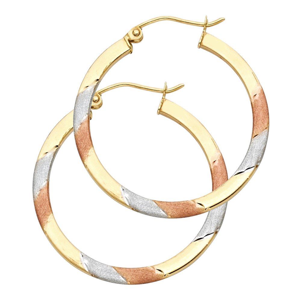 14K 3C DC Hoop Earrings