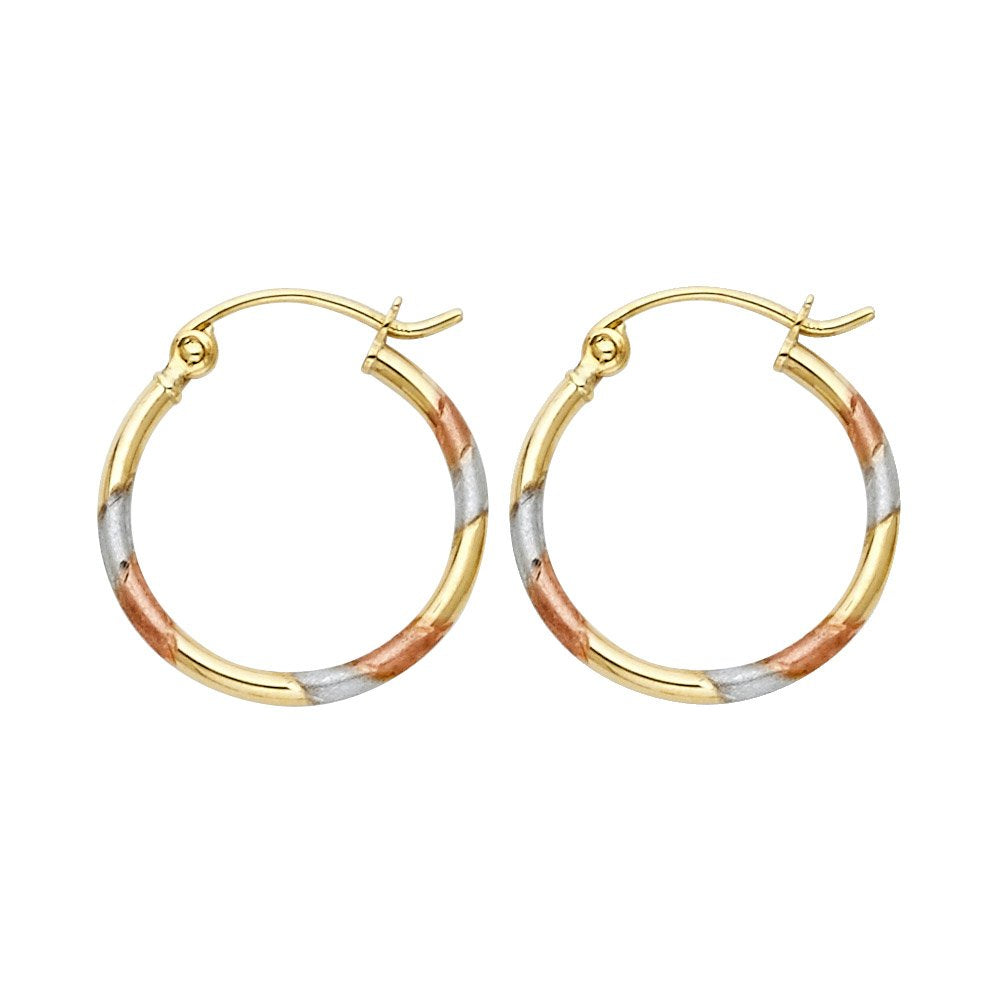 14K 3C DC Hoop Earrings