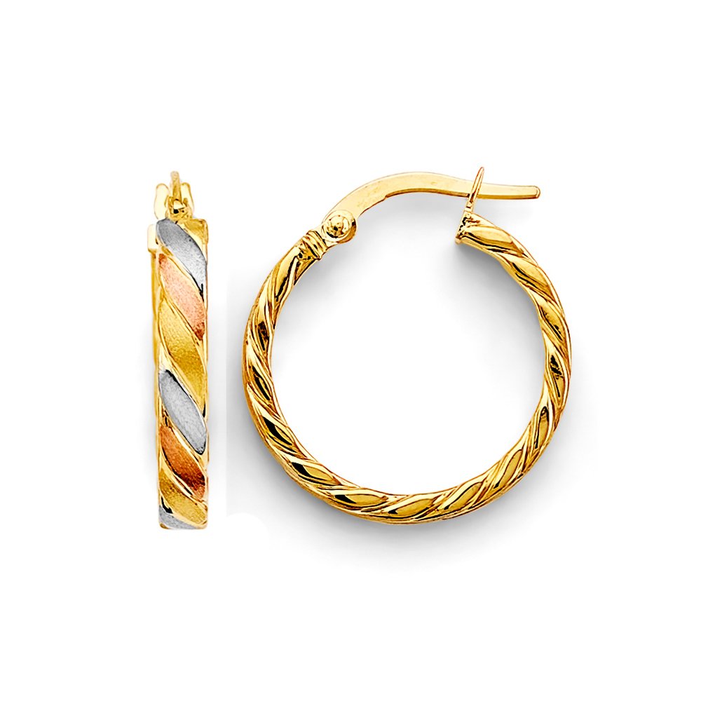 14K 3C Braided Hoop Earrings