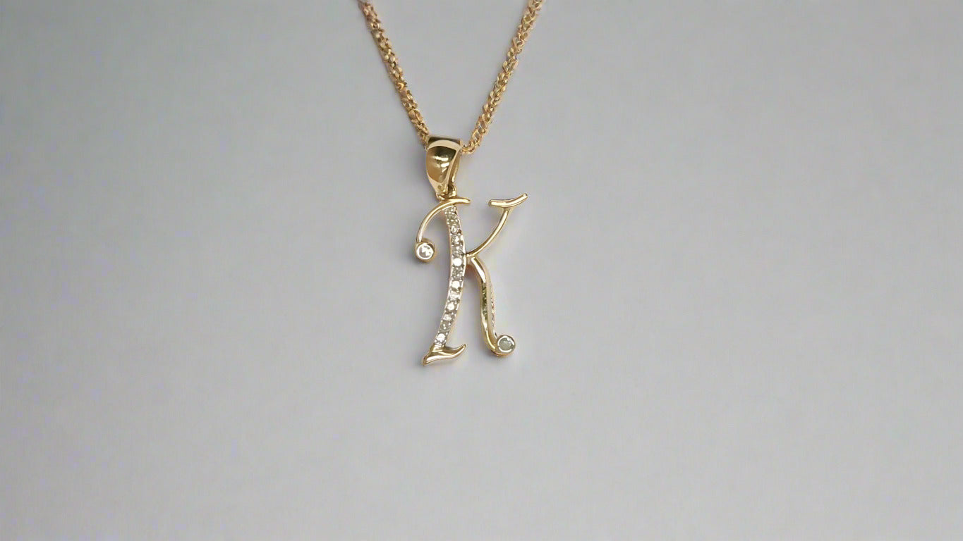 10KY 1/12 CTW-DIA INITIAL ''K'' PENDANT