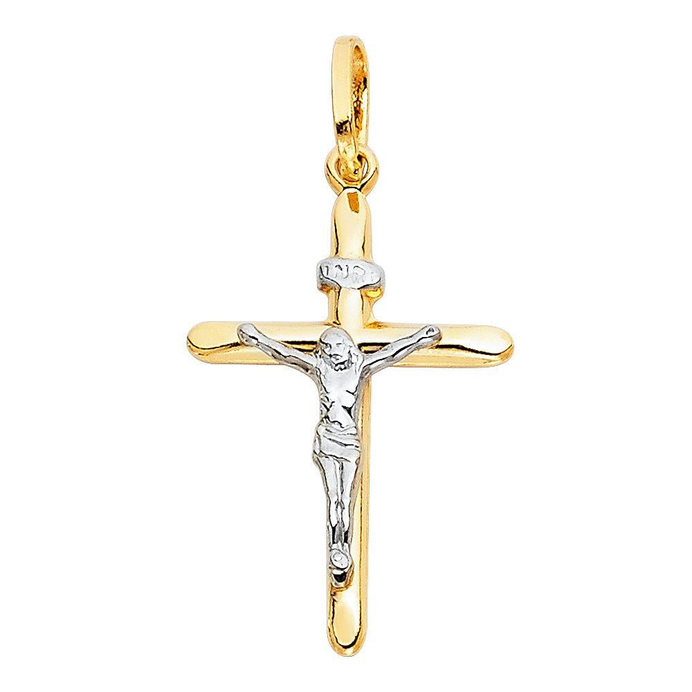 14k  Small 2 Tone cross Religious pendant