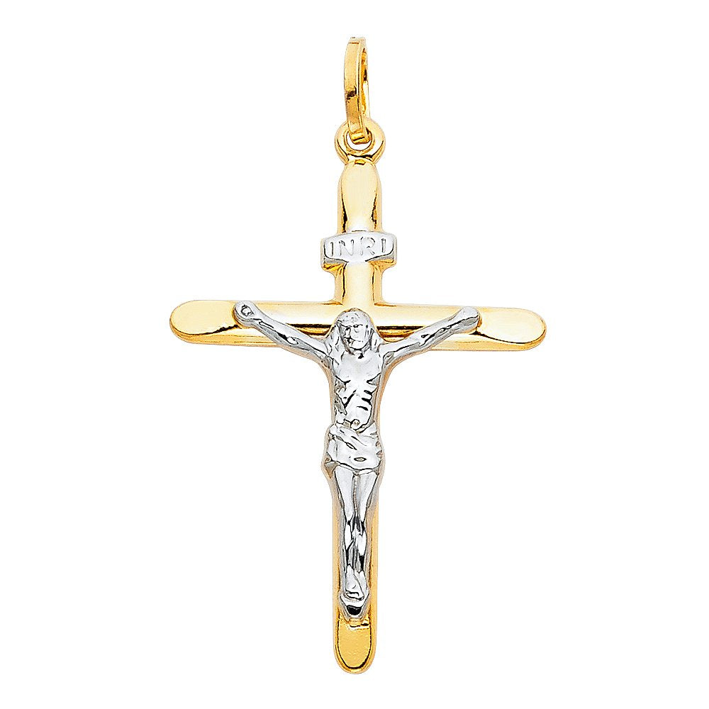 14k  Large 2 Tone cross Religious pendant