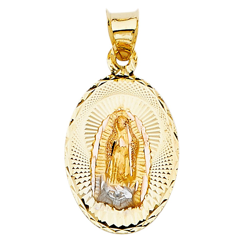 14K 2T Religious Guadalupe Pendant