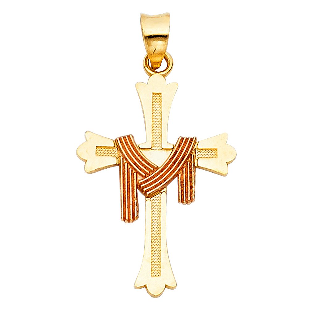 14K 2T Cross Pendant