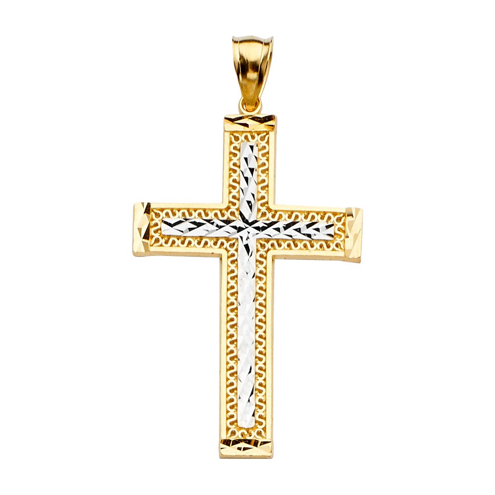 14K 2T Cross Pendant