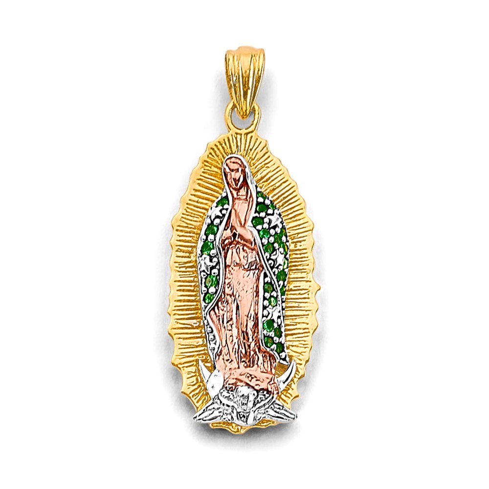 14K 3C CZ Guadalupe Pendant