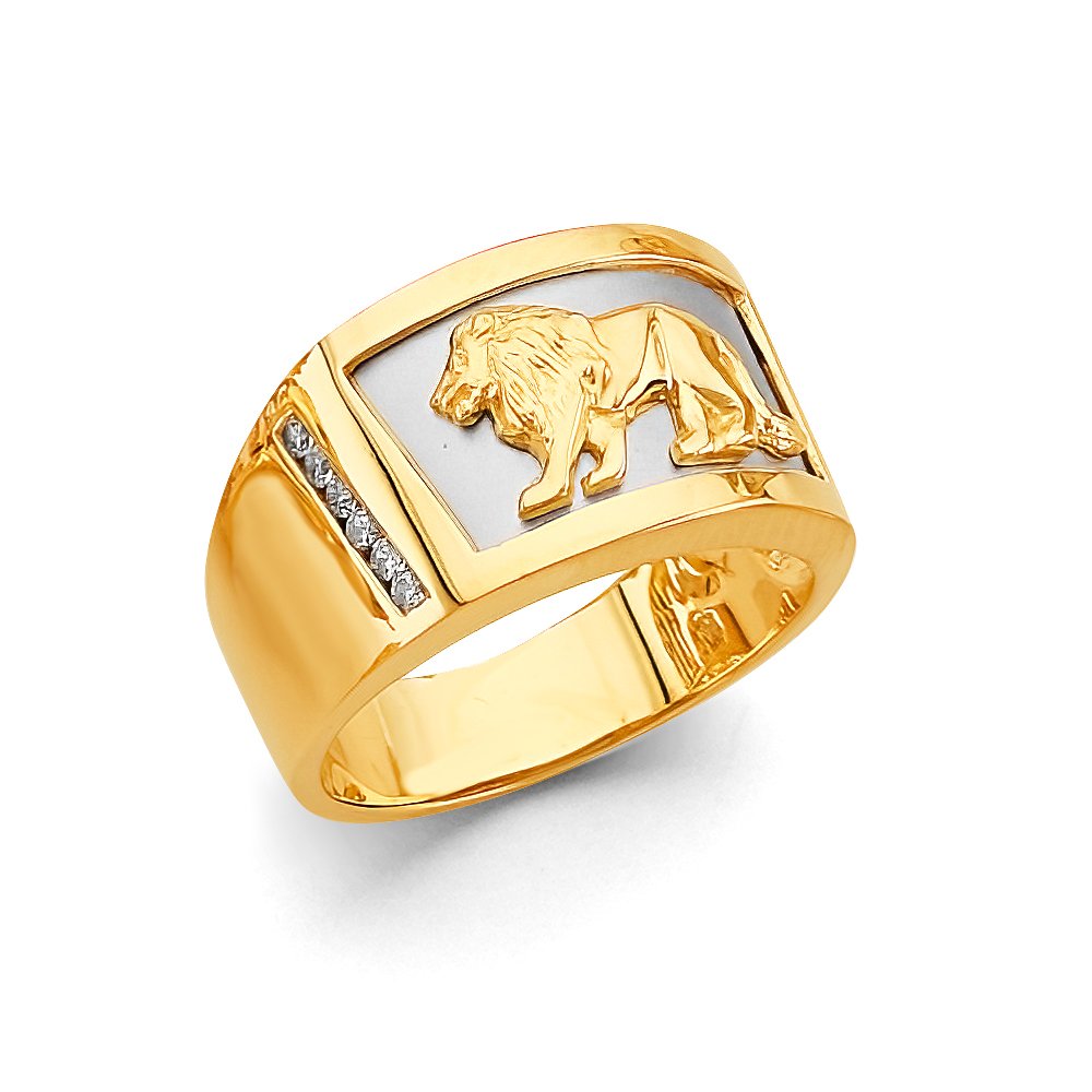 14K 2T Lion Men's CZ Ring