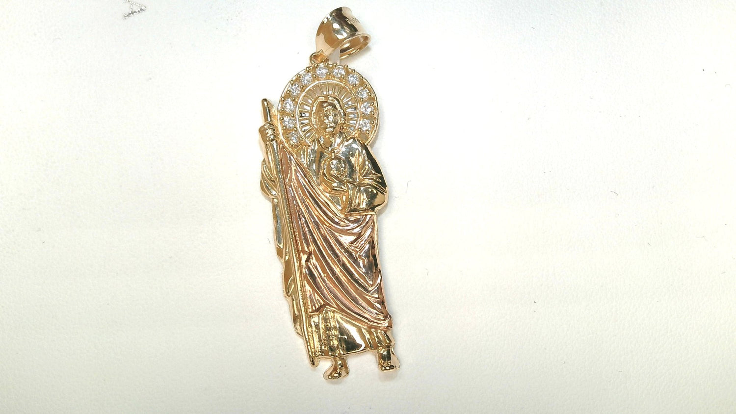 14k 2T San Judas Cz Pendant