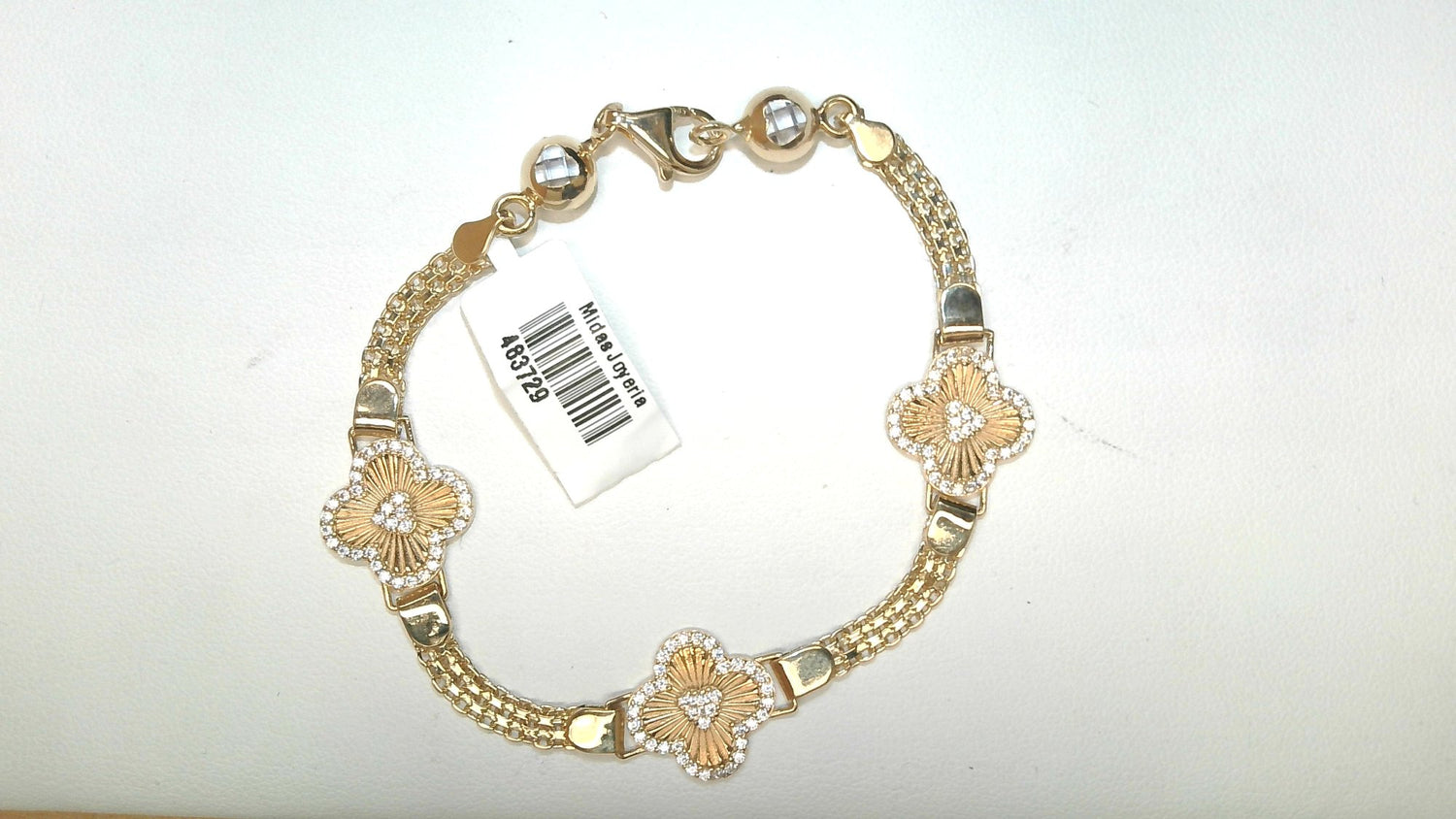 14k Cz Fancy Trebol Inspired Bracelet 7